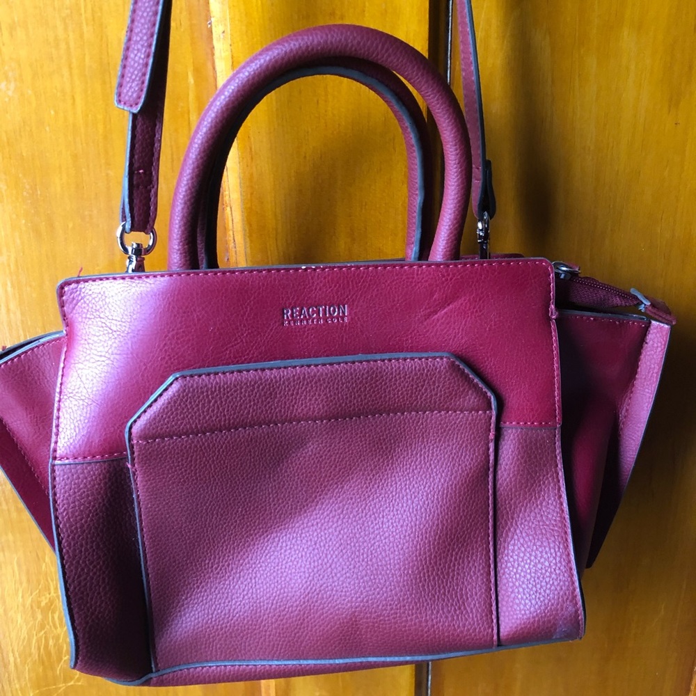 Kenneth Cole Reaction Red Zippered Satchel Handbag